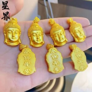 金店同款沙金直播同款大佛头吊坠高保色项链男女大日如来佛批发
