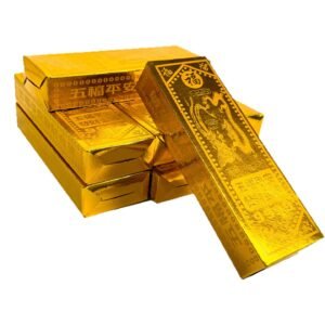 烧纸冥币纸钱祭祀用品龙凤金砖五福金砖金条金元宝半成品金砖清明 - Image 9