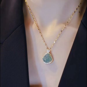 钛钢项链 新中式大肚弥勒佛公吊坠项链秋冬百搭配饰毛衣链锁骨链 - Image 2