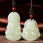 阿富汗白玉弥勒佛观音情侣吊坠 笑佛男女情侣款挂件玉石礼品批发