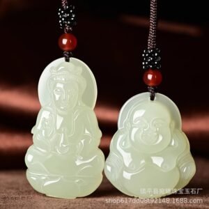 阿富汗白玉弥勒佛观音情侣吊坠 笑佛男女情侣款挂件玉石礼品批发