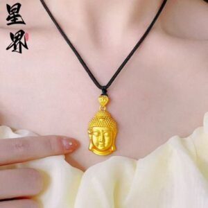 金店同款沙金直播同款大佛头吊坠高保色项链男女大日如来佛批发 - Image 3