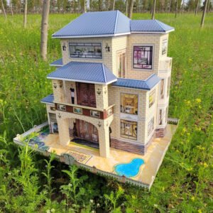 纸房子别墅祭祀纸五七周年用品半成品楼房纸扎四合院房子清明扫墓 - Image 2