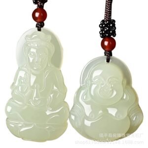 阿富汗白玉弥勒佛观音情侣吊坠 笑佛男女情侣款挂件玉石礼品批发 - Image 5