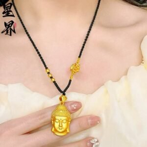 金店同款沙金直播同款大佛头吊坠高保色项链男女大日如来佛批发 - Image 4