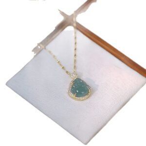 钛钢项链 新中式大肚弥勒佛公吊坠项链秋冬百搭配饰毛衣链锁骨链 - Image 5