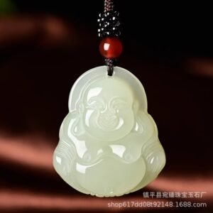 阿富汗白玉弥勒佛观音情侣吊坠 笑佛男女情侣款挂件玉石礼品批发 - Image 3