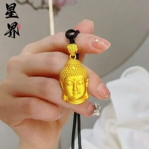 金店同款沙金直播同款大佛头吊坠高保色项链男女大日如来佛批发 - Image 2