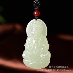 阿富汗白玉弥勒佛观音情侣吊坠 笑佛男女情侣款挂件玉石礼品批发 - Image 2